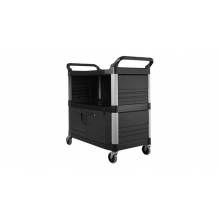 Rubbermaid FG409500BLA XTRA™ EQUIPMENT CART WITH LOCKABLE DOORS AND ENCLOSED SIDES, 300 LB. CAPACITY, BLACK