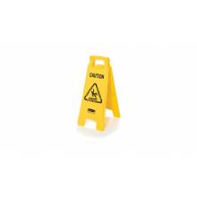 Rubbermaid FG611200YEL MULTILINGUAL "CAUTION" SIGN, 2 SIDED, 26", YELLOW