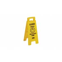 Rubbermaid FG611278YEL MULTILINGUAL "CLOSED" FLOOR SIGN, 25", YELLOW
