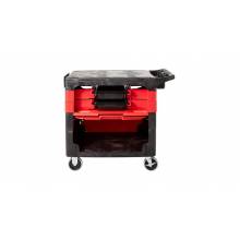Rubbermaid FG618088BLA TRADES CART WITH LOCKING CABINET, INCLUDES 2 PARTS BOXES AND 4 PARTS BINS, BLACK