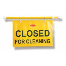 Rubbermaid FG9S1500YEL ENGLISH ONLY "CLOSED FOR CLEANING" HANGING DOORWAY SAFETY SIGN, YELLOW