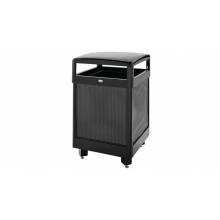 Rubbermaid FGR38HT500PL DIMENSION HINGED TOP 38 GAL BLACK GLOSS WITH ANTHRACITE METALLIC PERFORATED PANELS