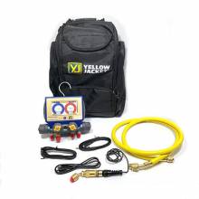 Yellow Jacket 40870 4-Valve P51-870 TITAN Digital Manifold, (psi/bar/kPa/MPa/kg/cm2), Digital Gauges (1/4" R/Y/B Hoses/3/8" Vacuum Hose)