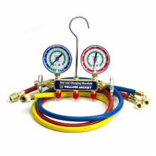 Yellow Jacket 41769 2-Valve Test/Charging Manifold, (MPa °C) R410A Refrigerant, Red/Blue Gauges (72" R/Y/B Hoses)