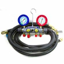 Yellow Jacket 46094 4-Valve BRUTE II Test/Charging Manifold, (psi °F Commercial) R22/134a/404A Refrigerants, Liquid Gauges (60" Heavy-Duty Hoses)