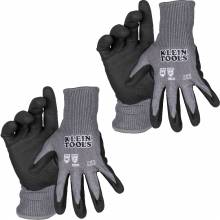 Klein Tools 60583 Knit Dipped Gloves, Cut Level A2, Touchscreen, Small, 2-Pair