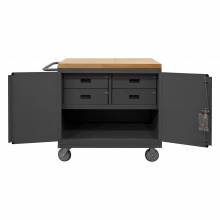Durham 3119-MT-95 MOBILE BENCH CABINET, 4 DRAWER,MAPLE TOP, 24-1/4 X 42-1/8 X 37-1/8