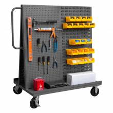 Durham AF-3048-PBLP-BS-95 A-FRAME TRUCK, DOUBLE SIDED, 1/2 PEGBOARD & 1/2 LOUVERED PANELS, GRAY, 30 X 54-1/2 X 57