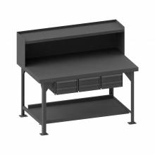 Durham HDWB3660RS6DR95 HEAVY DUTY WORKBENCH, STEEL TOP WITH RISER AND 6 DRAWERS, 60 X 36 X 50-7/8