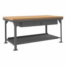 Durham HDWBMT36722DR95 HEAVY DUTY WORKBENCH WITH MAPLE TOP, 2 DRAWERS, 72 X 36