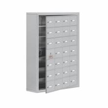Mailboxes 19178-28ASK Salsbury Surface Mounted Cell Phone Locker with 28 A Doors (27 usable) in Aluminum - Keyed Locks