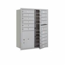 Mailboxes 3711D-15FP Salsbury 11 Door High Recessed Mounted 4C Horizontal Mailbox with 15 Doors and 1 Parcel Locker with Private Access - Front Loading