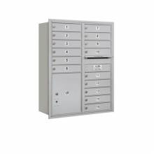Mailboxes 3711D-15RU Salsbury 11 Door High Recessed Mounted 4C Horizontal Mailbox with 15 Doors and 1 Parcel Locker with USPS Access - Rear Loading