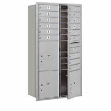 Mailboxes 3716D-15FU Salsbury Maximum Height Recessed Mounted 4C Horizontal Mailbox with 15 Doors and 3 Parcel Lockers with USPS Access - Front Loading