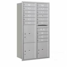Mailboxes 3716D-15RU Salsbury Maximum Height Recessed Mounted 4C Horizontal Mailbox with 15 Doors and 3 Parcel Lockers with USPS Access - Rear Loading