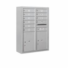 Mailboxes 3811D-10FP Salsbury 11 Door High Surface Mounted 4C Horizontal Mailbox with 10 Doors and 2 Parcel Lockers with Private Access