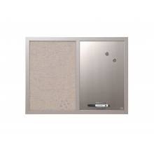 MasterVision MX04331608 Combo Silver Dry‑Erase And Silver Fabric Wood Framed Bulletin Board