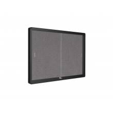 MasterVision VT640103717 Graphite Fabric Sliding Doors Enclosed Bulletin Board