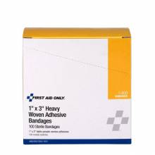 First Aid Only 1-800 1"x3" Heavy Woven Fabric Bandages, 100/box